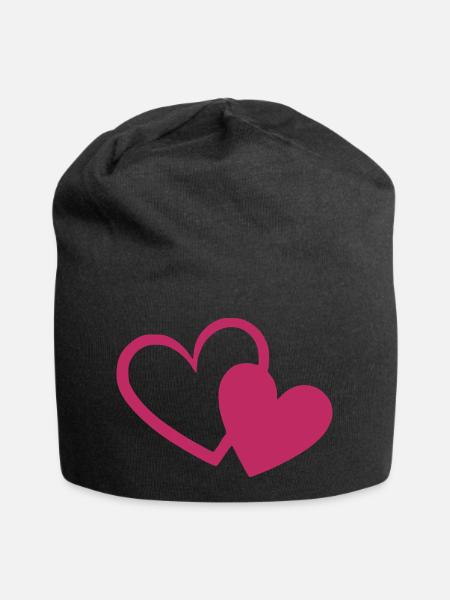 Valentinstag Herz rot Geschenk Valentinstag - Jersey-Beanie - Schwarz