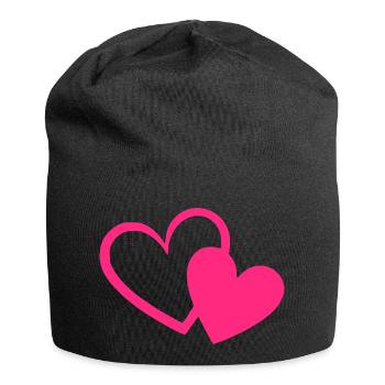 Cadeau de la Saint-Valentin en cœur rose rose - Bonnet en jersey - noir - Devant