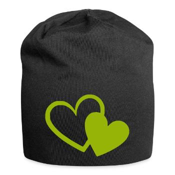 Cœur vert motif de cœurs verts - Bonnet en jersey - noir - Devant