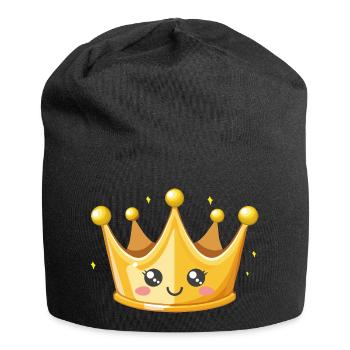 Kawaii Golden Crown Illustration - Jersey Beanie - black - Front