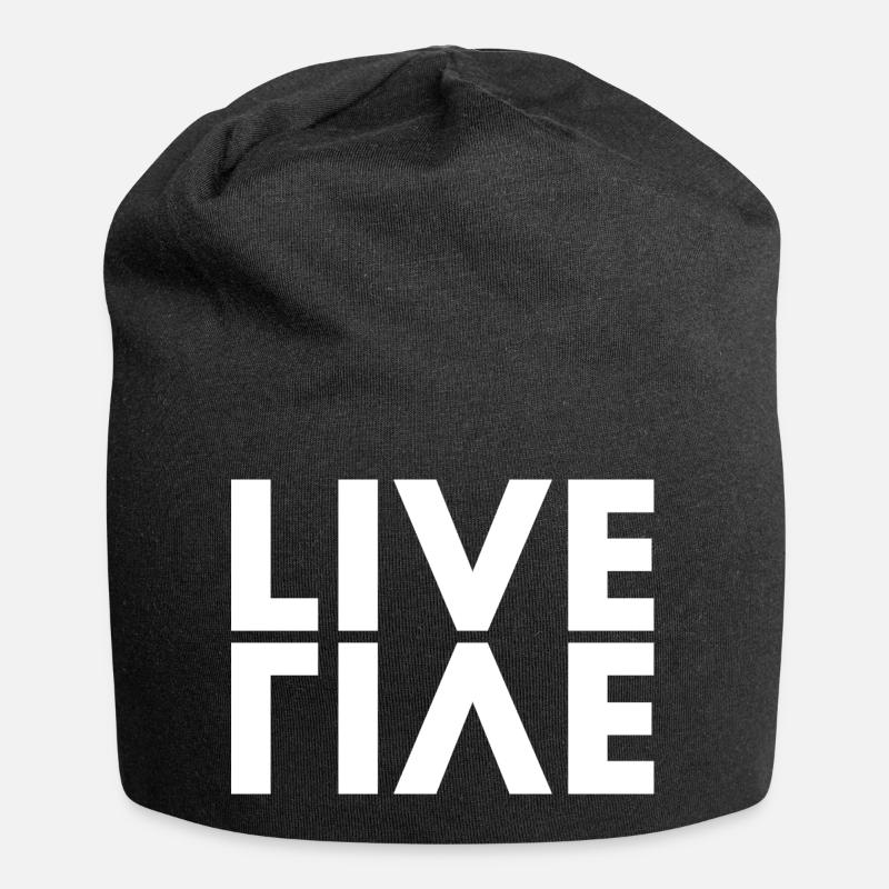 LIVE EVIL Pun Minimalist Humor Design - Jersey Beanie - black