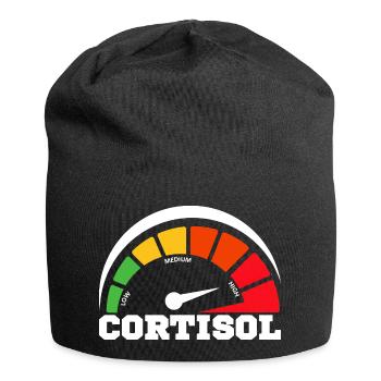 Lustiges, niedriges Cortisol, urkomisches, stressfreies Cortisol - Jersey-Beanie - Schwarz - Vorne