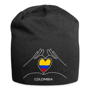 Colombia Fan Heart with Colombian Flag - Jersey Beanie - black - Front