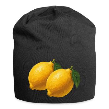 Zitronen Pinselkunst - Jersey-Beanie - Schwarz - Vorne
