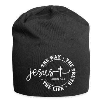 Jesus Way Truth Life Circle Design Faith God - Jersey Beanie - black - Front
