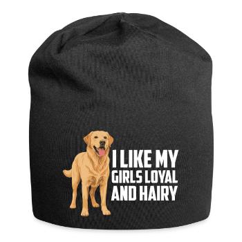 Labrador Retriever Ich mag meine Mädchen loyal und behaart - Jersey-Beanie - Schwarz - Vorne