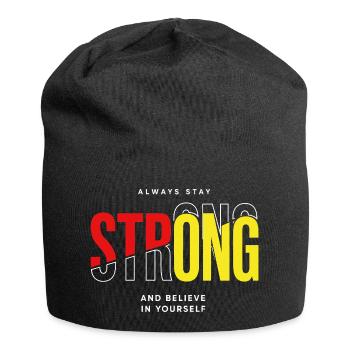 Stay Strong Typo mit Selbstvertrauen - Jersey-Beanie - Schwarz - Vorne