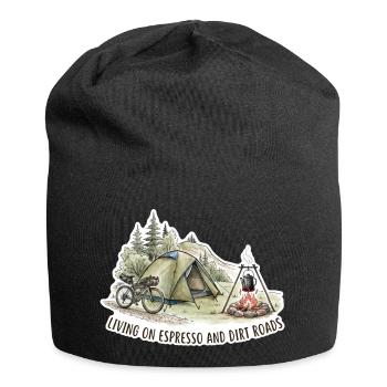 Living on Espresso & Dirt Roads - Jersey Beanie - black - Front
