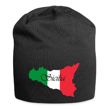 Sicile couleurs classique écrit Sicilia - Bonnet en jersey - noir - Devant