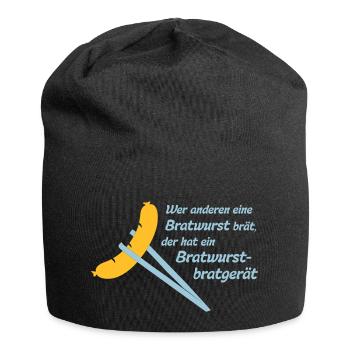 Bob: Wer anderen eine Bratwurst brät, der hat ein - Jersey-Beanie - Schwarz - Vorne