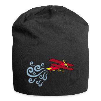 Vintage Flugzeug - Jersey-Beanie - Schwarz - Vorne