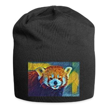 Red Panda Stare In Slumber - Jersey Beanie - black - Front