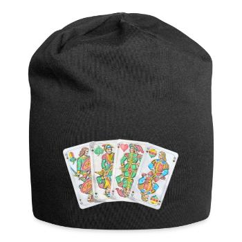 Schafkopf Schafkopfen bayerisches Blatt 4 Ober - Jersey-Beanie - Schwarz - Vorne