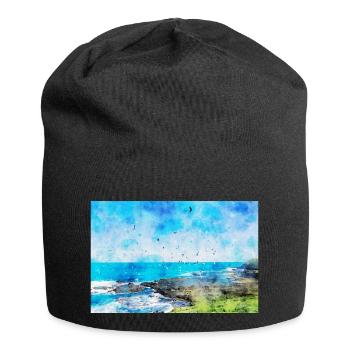 Wasserfarben Bild von Hunderten von Möwen - Jersey-Beanie - Schwarz - Vorne