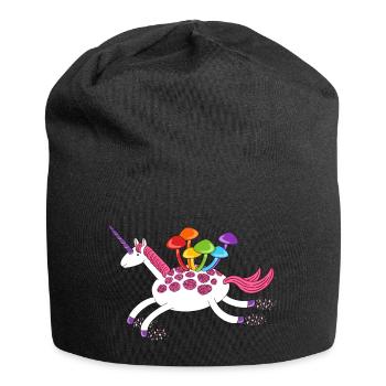 Einhorn mit Pilzen auf dem Rücken Shroomicorn - Jersey-Beanie - Schwarz - Vorne
