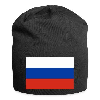 Russische Flagge - Jersey-Beanie - Schwarz - Vorne