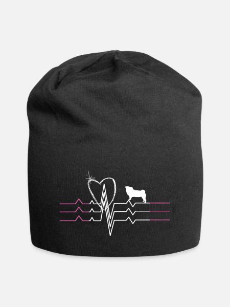 Mops Liebe - Jersey-Beanie - Schwarz
