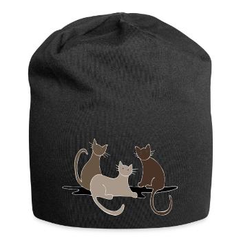 Katzen - Jersey-Beanie - Schwarz - Vorne