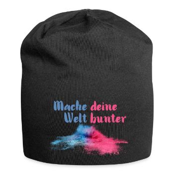 Mache deine Welt bunter - Jersey-Beanie - Schwarz - Vorne