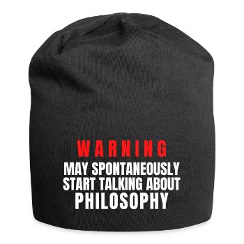 Philosophenwarnung kann spontan ins Gespräch kommen - Jersey-Beanie - Schwarz - Vorne