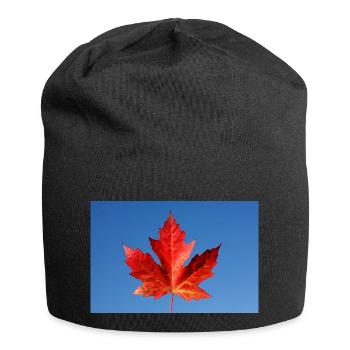 Rotes Ahornblatt - Jersey-Beanie - Schwarz - Vorne