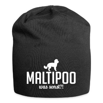 Maltipoo was sonst Hundespruch Hunde - Jersey-Beanie - Schwarz - Vorne