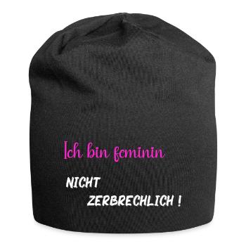 Ich bin feminin nicht zerbrechlich - PNK WT - Jersey-Beanie - Schwarz - Vorne