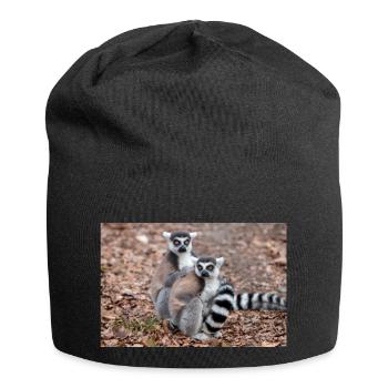 Lémurien à queue annelée (en allemand Katta) Lémurien catta - Bonnet en jersey - noir - Devant