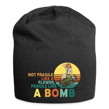 Nicht zerbrechlich wie eine Blume, sondern eine - Jersey-Beanie - Schwarz - Vorne