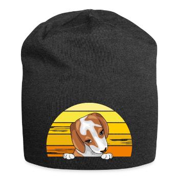 Spähender Beagle-Welpe - Jersey-Beanie - Anthrazit - Vorne