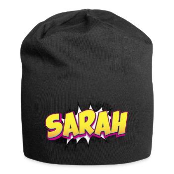 Sarah Custom Name Comic Book Style Pop Art, Sarah - Jersey Beanie - black - Front