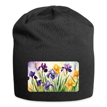 Iris Romantiques - Aquarelles - Bonnet en jersey - noir - Devant
