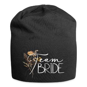 Team Braut, Prost, JGA, Mädelstrip, Zukünftige - Jersey-Beanie - Schwarz - Vorne