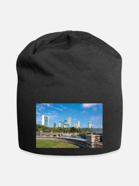 Die Skyline von Niagara City und das Panorama der Niagarafälle - Jersey-Beanie - Schwarz