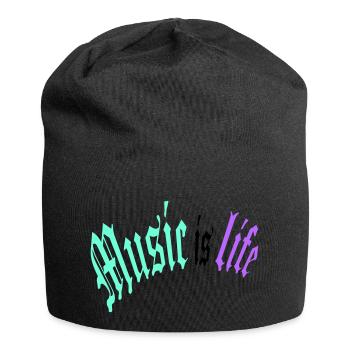 Music is Life Music is Life Love Quote - Jersey Beanie - black - Front