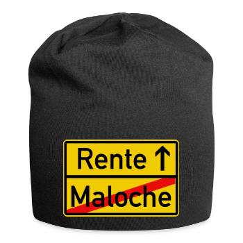 Gelbes Ortsschild Von der Maloche in die Rente - Jersey-Beanie - Schwarz - Vorne