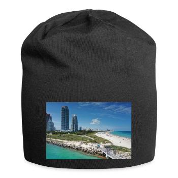 Miami Beach Piermit Wolkenkratzer - Jersey-Beanie - Schwarz - Vorne