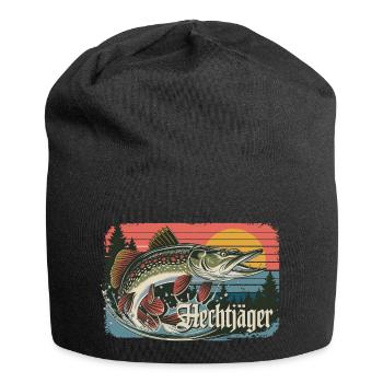 Hechtjäger Retro Angeln Vintage Raubfisch Angler - Jersey-Beanie - Schwarz - Vorne