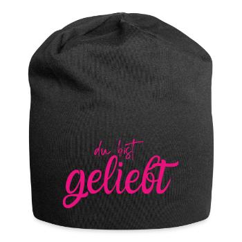Du bist geliebt - Jersey-Beanie - Schwarz - Vorne