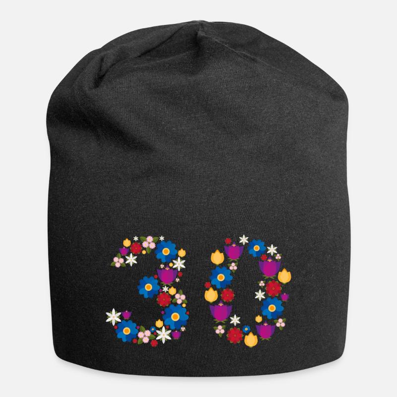 Fleurs 30 - Bonnet en jersey - noir