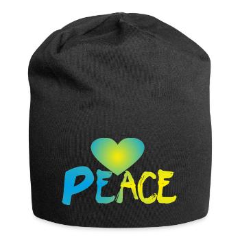 Paix Cœur Paix Signe de paix - Bonnet en jersey - noir - Devant