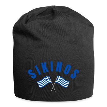 Sikinos Griechische Flaggen - Jersey-Beanie - Schwarz - Vorne