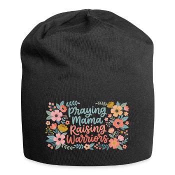 Praying Mama Raising Warriors | Style Floral Rétro - Bonnet en jersey - noir - Devant