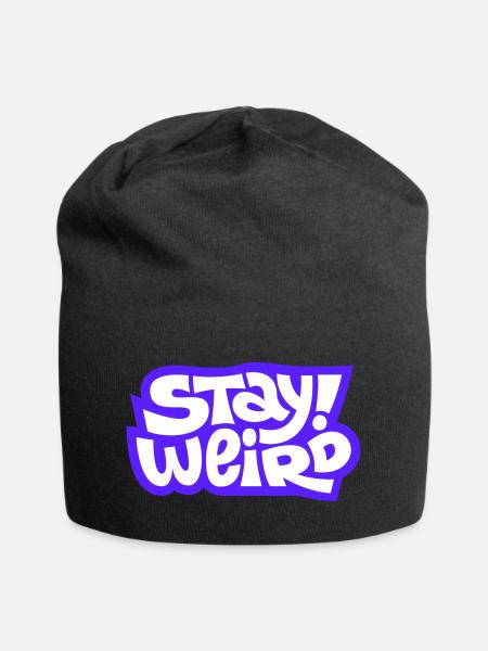 Stay Weird Comic Font Design - Jersey Beanie - black