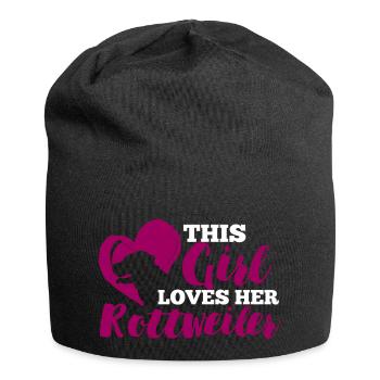 Hund / Rottweiler: This Girl Loves Her Rottweiler - Jersey-Beanie - Schwarz - Vorne