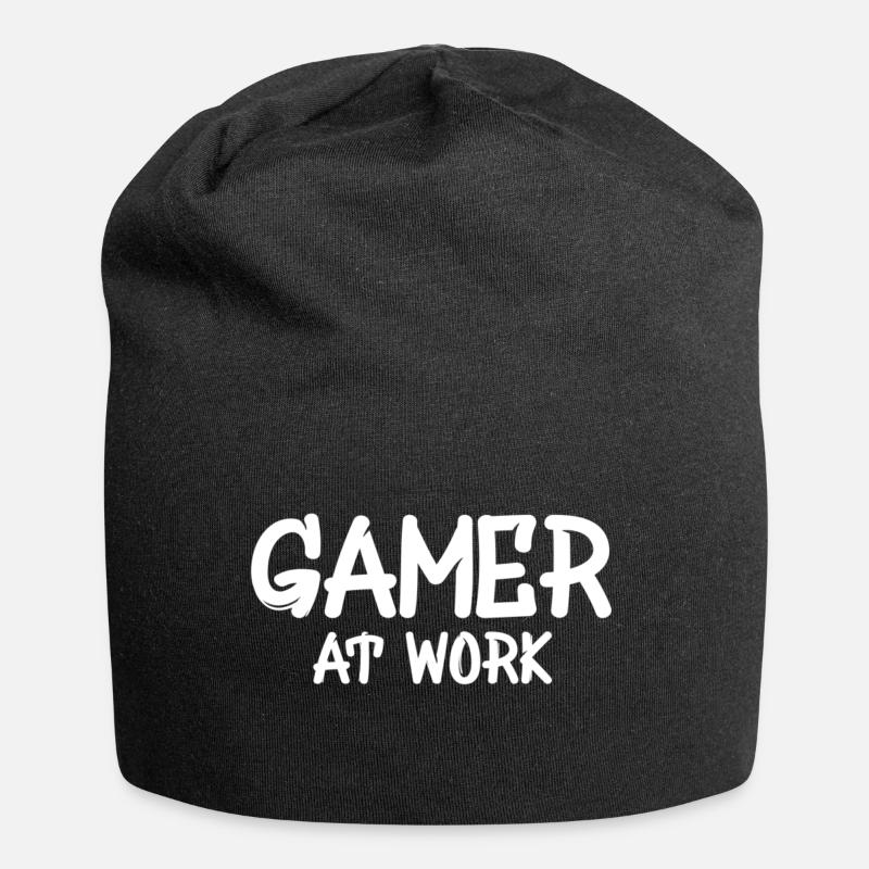 2668 Gamer at work - Jersey Beanie - black