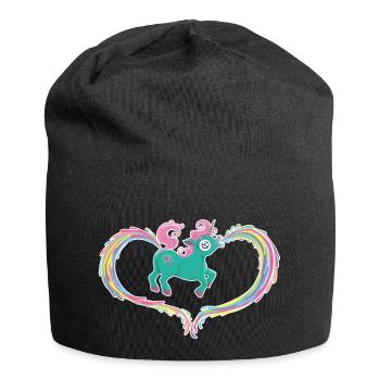 Einhorn Kotze Kacke Regenbogen - Jersey-Beanie - Schwarz - Vorne