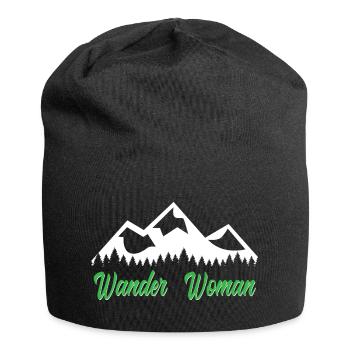 Hiking Woman Saying Mountains Nature Hobby Hiking - Jersey Beanie - black - Front