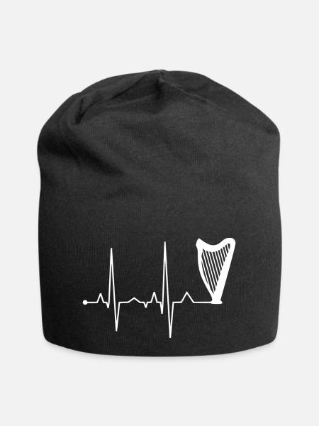Harfenspieler Harfe Musik Saiteninstrument Idee - Jersey-Beanie - sort