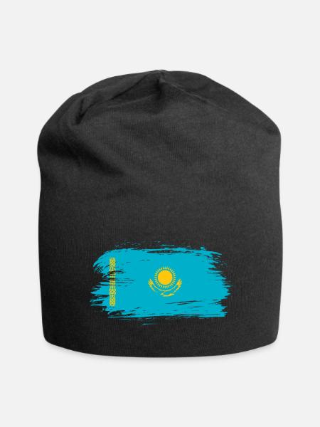 Kasachstan Flagge - Jersey-Beanie - Schwarz